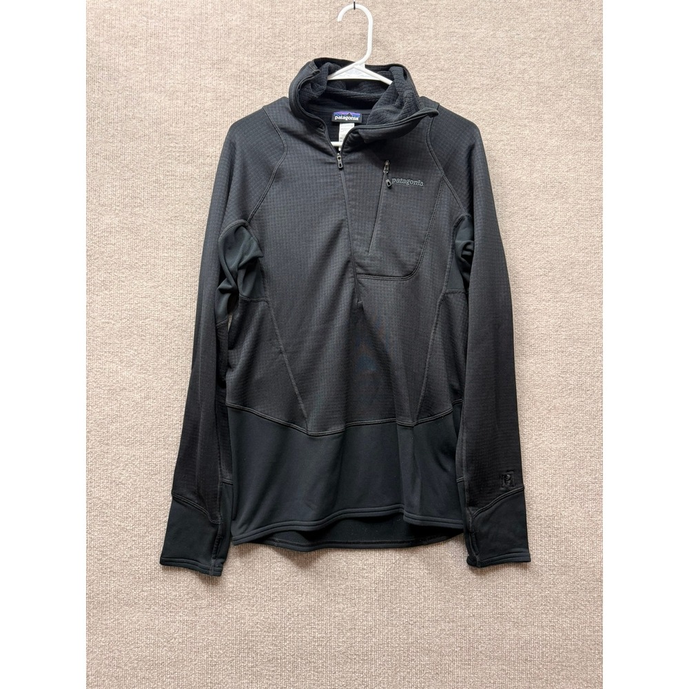 Patagonia R1 Pullover Hoody Mens M Black Polartec Power Dry Grid Fleece 40074